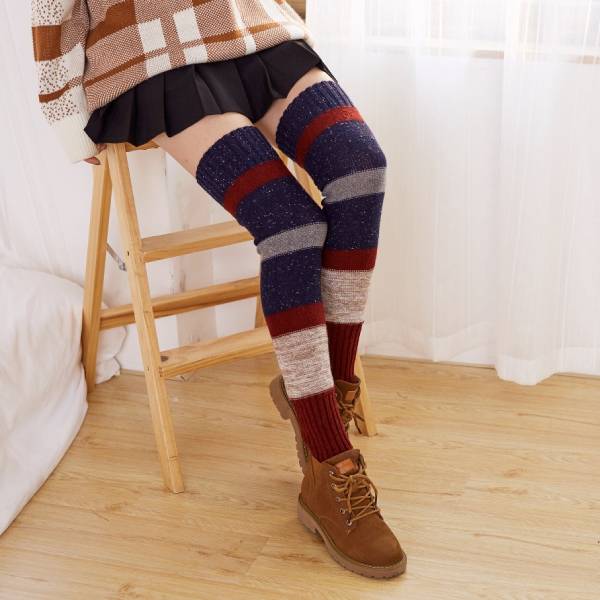 Knitted Navy Blue Leg Warmers