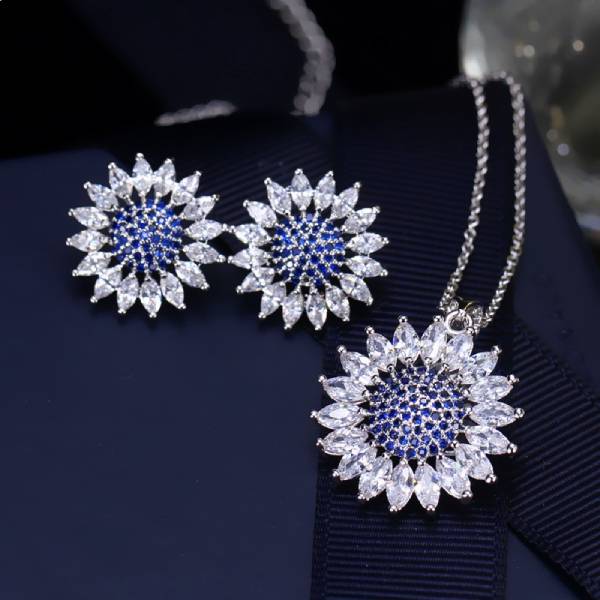 Sun Blue Zircon Jewelry Set