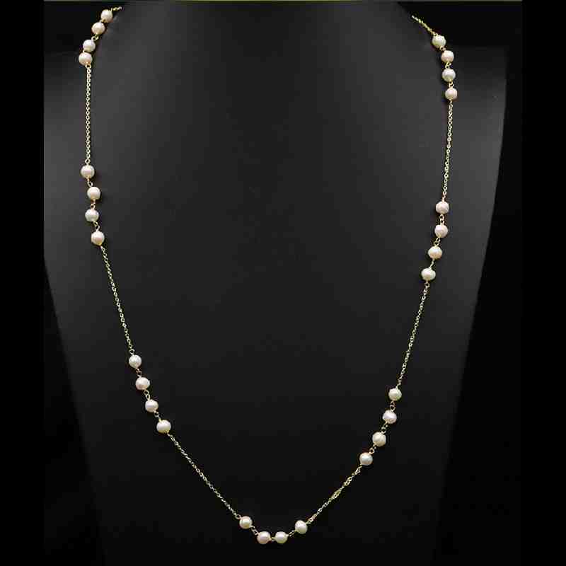Elegant Freshwater Pearl Gold Chain Necklace