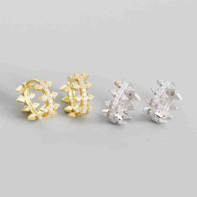 Tiny Spiked Zircon Hoop Earrings